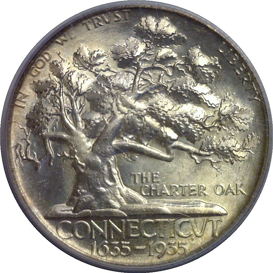 1935 Connecticut Commemorative Half Dollar PCGS MS-63 CAC - Image 2 of 3