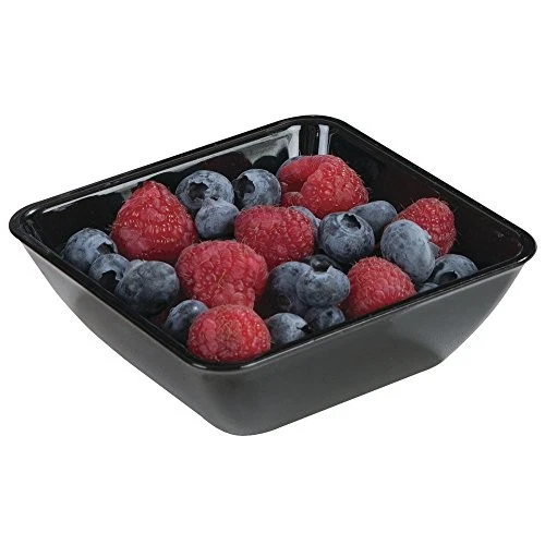 Cuencos acampanados de plástico SAN cuadrados negros de 6 oz Dinex - 4" L x 4" W x 1 1/4" H Foto 2 de 3