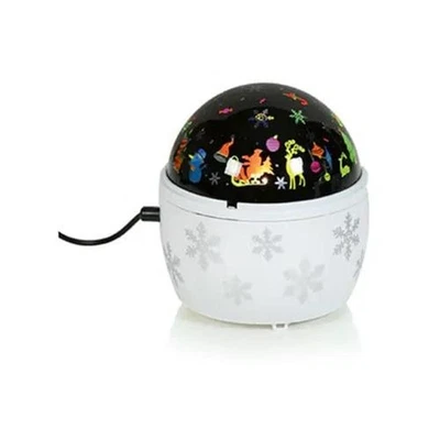 PREMIER DECORATIONS White Base Christmas Patterns Night Light Rotating Projector - USB Port 13cm