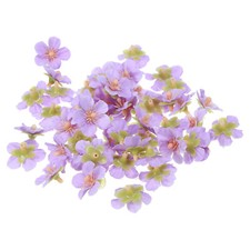 50Pcs 0.98" Artificial Silk Cherry Blossom Flower Heads Fake for DIY, Purple