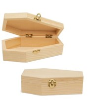 BUY TWO - 6" Wooden Coffins Halloween, Funeral, Pet, Storage, Box, Unfinished
