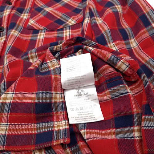 Vintage SwedTeam Camisa Rojo de Cuadros Franela Baumwollholzfäller Io7 Talla M - Imagen 5 de 7