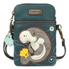 NEW CHALA MANATEE CELL PHONE CROSSBODY PURSE STRAP TURQUOISE BLUE