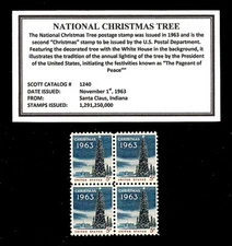 1963 - National Christmas Tree - #1240 - Mint -MNH- Block of Four Postage Stamps