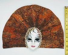 Mardi Gras Ceramic Wall Face Mask New Orleans Hand Painted Decor