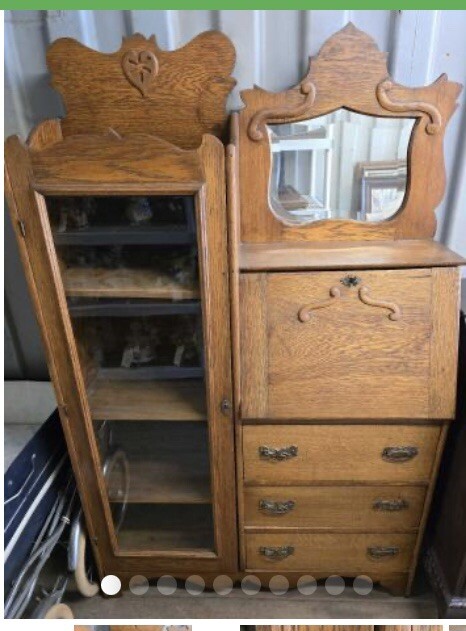 Victorian Oak Antique Side by Side Secretary Desk & Bookcase | eBay