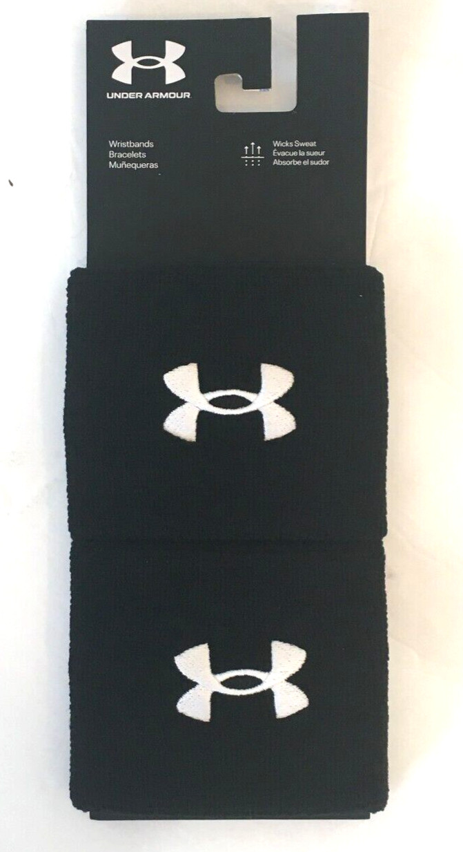 Under Armour Men's Performance 3 Inch Wristband 2-Pack Black White One Size