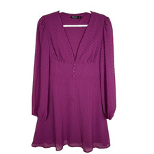 Nasty Gal Womens Sz 8 Fit & Flare short V-neck polka dot Coquette Whimsigoth