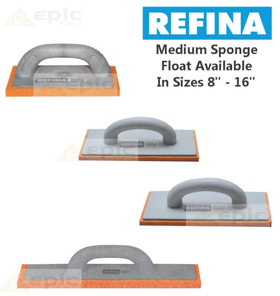 Refina Plastering Sponge Float Trowel Orange Rubber Medium Choose Size 8"-16"