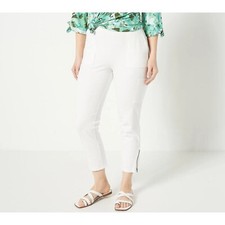 Susan Graver Weekend Premium Stretch Cargo Crop Pants Plus 5X Ivory A470188