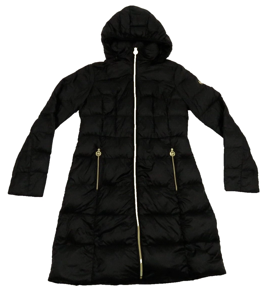 Michael Kors Piumino Imbottito Trapuntato Cappuccio Full Zip Puffer Cappotto Lungo Giacca S