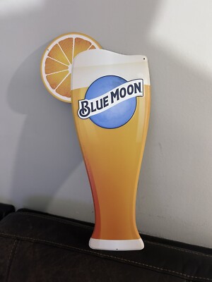 Blue Moon Wheat Ale Draft Glass Metal Tin Sign 10 x 24 New