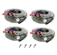 4x 100ft 4K 8MP BNC Video Power Extension Cables Cord for All CCTV Camera DVR
