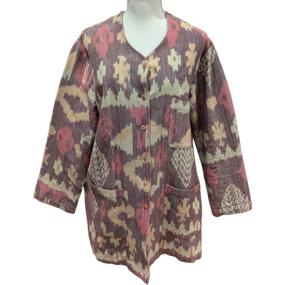 Laura & Kiran Southwest Aztec Tapestry Mauve Canvas Cotton Chore Jacket Size M/L