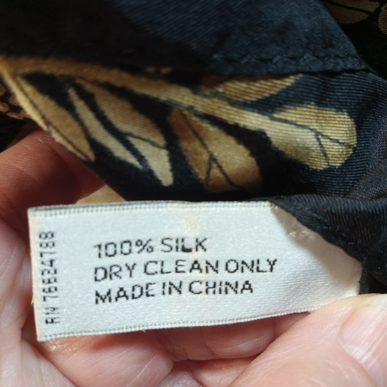 ADRIENNE LANDAU Studio 100% SILK SCARF 35 x 34 FLORAL DESIGN BLACK~GOLD~CREAM