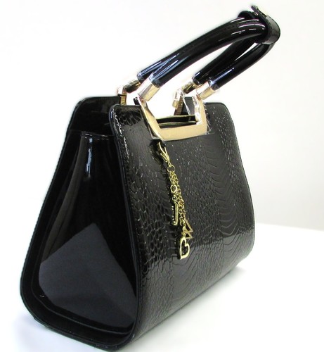 Sac à main femme Danbury Mint noir en cuir verni - Photo 3/7