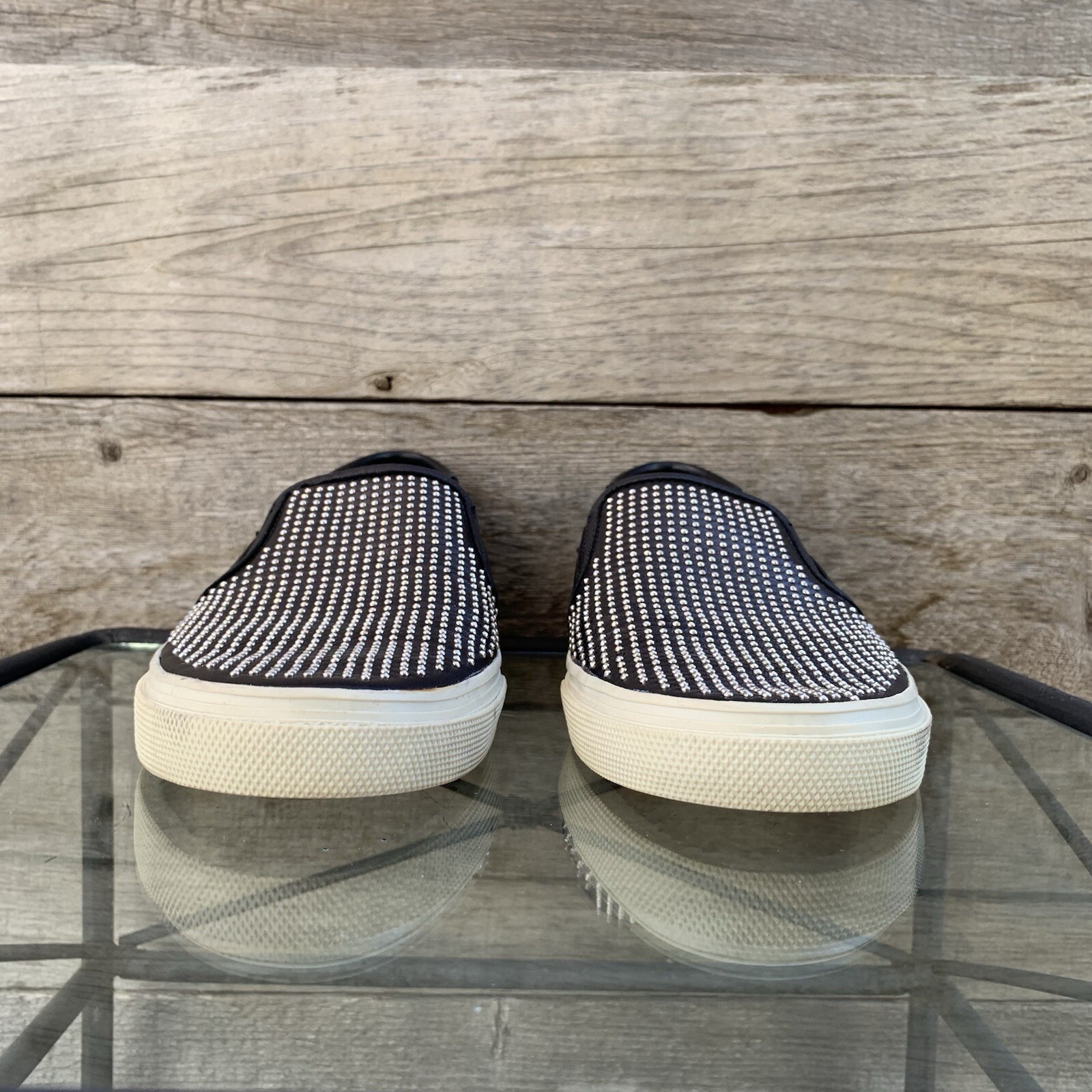 Saint Laurent scarpa sneaker donna 40 borchie slip on pelle nero argento