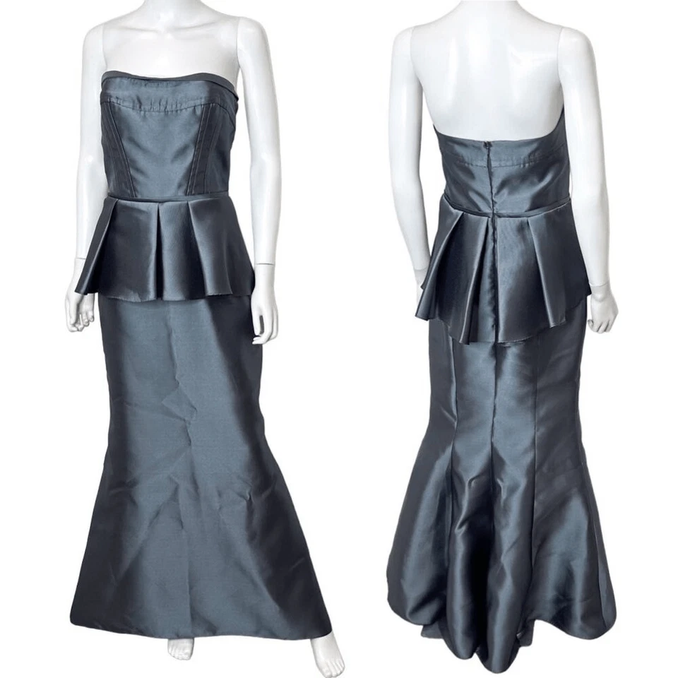 Vestido trompeta Alvina Valenta Maids sin tirantes Mikado con detalle de peplum 9265 Foto 2 de 4