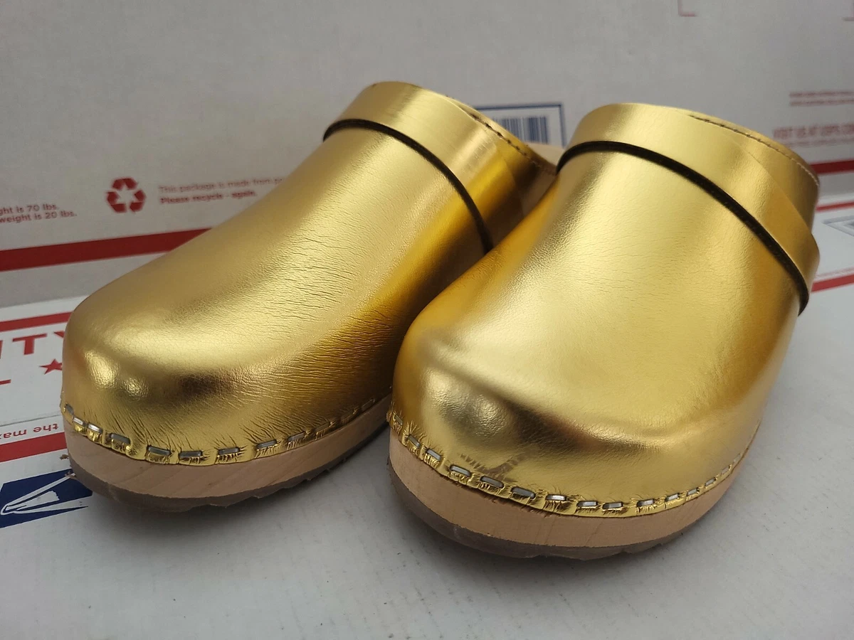 Gold clogs metallic sales