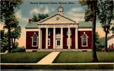 Norway Memorial Library, Norway, Maine, Tichnor Bros., Inc., Boston, Postcard