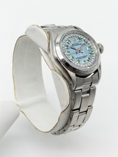 Estate $7000 Rolex Oyster 24mm Blue MOP Emerald Diamond Ladies Watch SERVICED