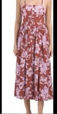 Free People Floral Button Front The Perfect Sundress Watermelon Combo Sz Medium