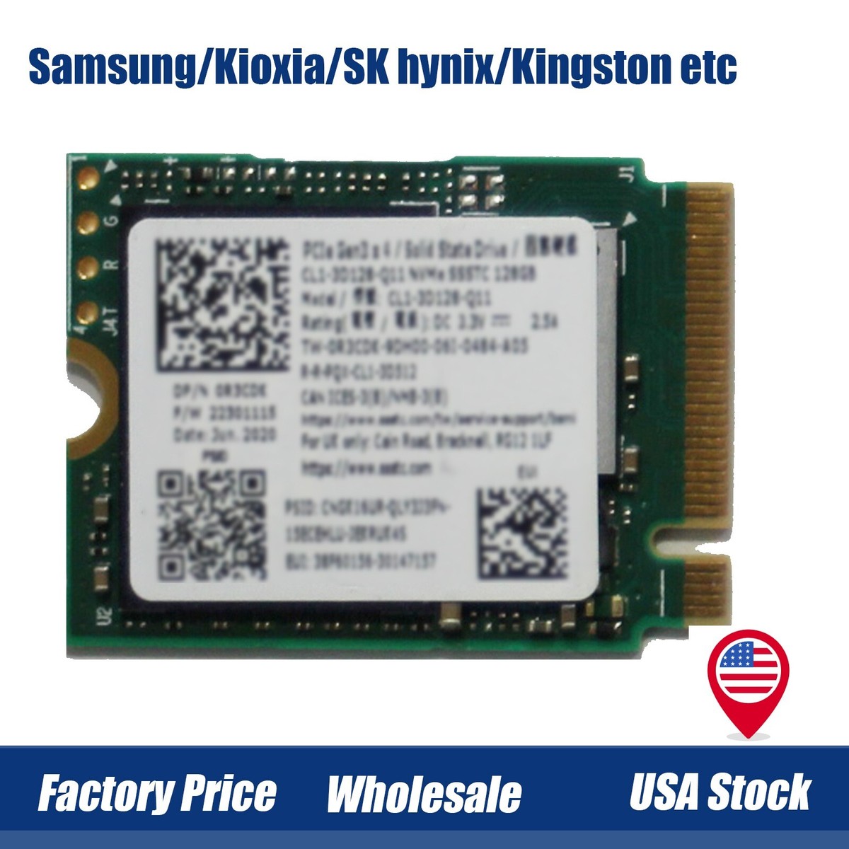 Samsung/Kioxia/Kingston 2230 NVMe 128GB/256GB/512GB SSD