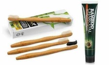 BAMBOO CHARCOAL TOOTHPASTE TOOTHBRUSH SET 120g Toothpaste 4 Toothbrushes