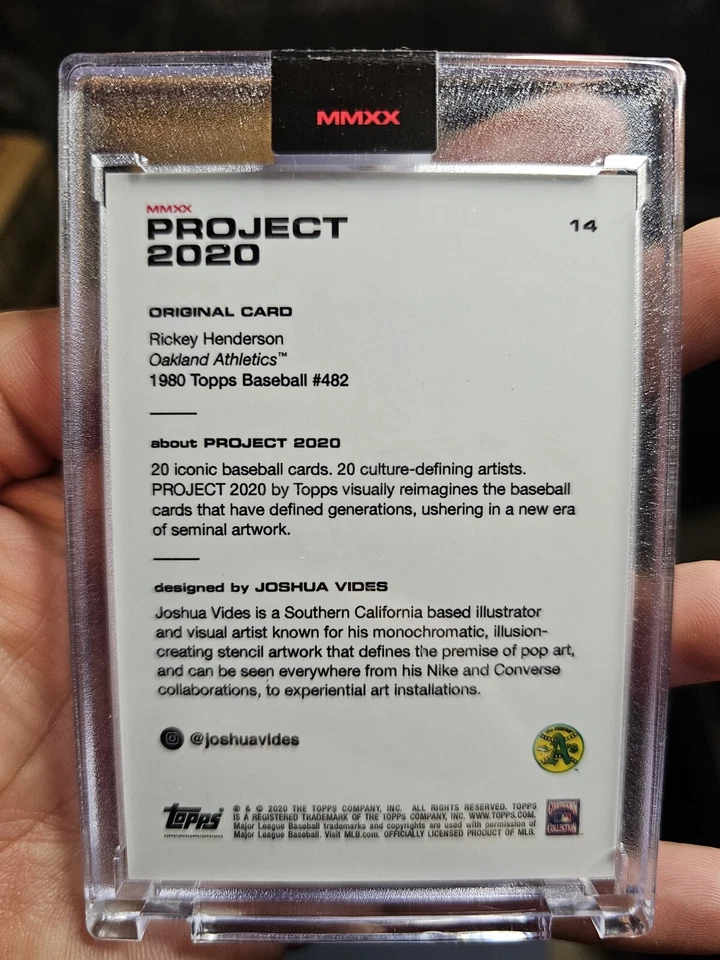 Topps Project 2020 Rickey Henderson By Joshua Vides #14 - Image 2 of 2