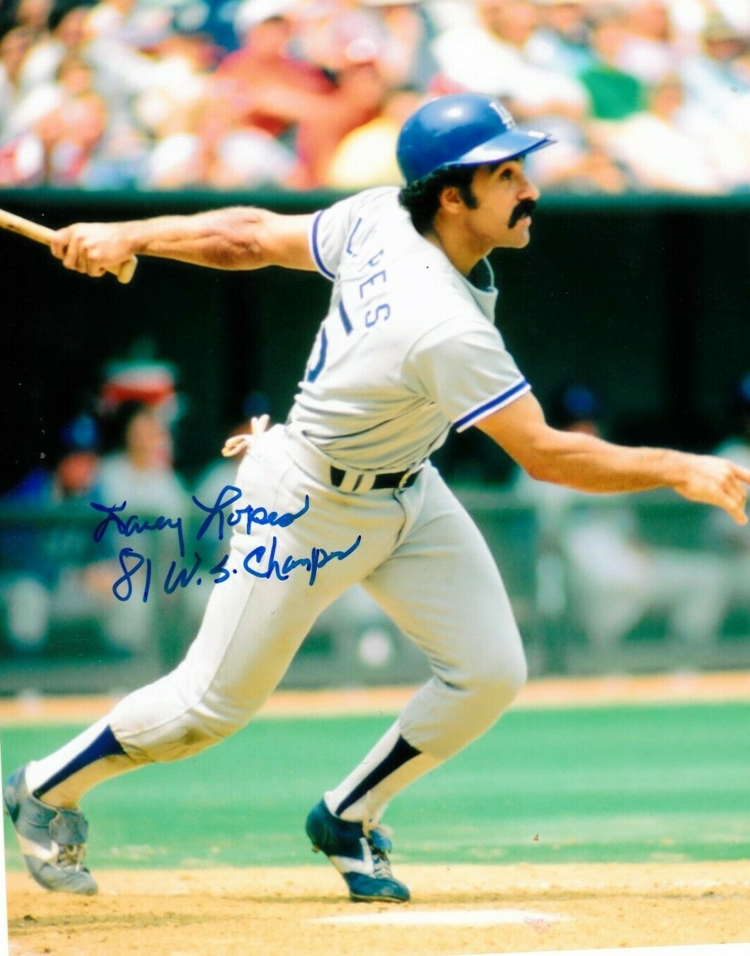 Davey Lopes Autographed Signed Los Angeles Dodgers 81 WS CHAMPS ACTION 8x10 