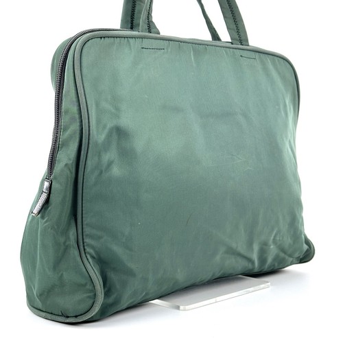 PRADA Bolsa de Documentos Maletín PC Bolso de Mano Bolso de Negocios Verde Nylon Auténtico - Imagen 2 de 24