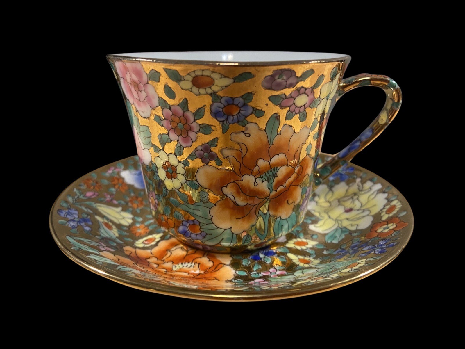 Chintz MilleFleurs Floral Chinese Set -Tea Cup & Saucer Maker Mark Set of 5 VGC