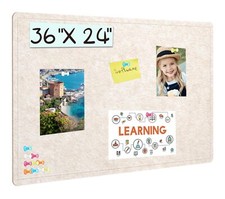 Bulletin Board 36 X 24 inches Cork Board with 20 Pushpin Felt Cork Board Noti...