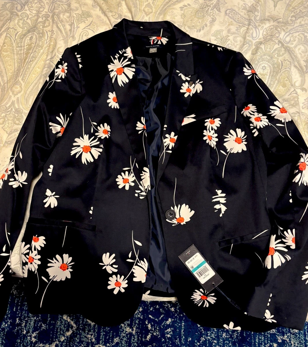 Tommy Hilfiger Women s Floral Blazer Size 16 Red White Blue NWT