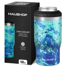 HAUSHOF 12oz Can Cooler Double Wall 4 in 1 Insulated Slim Can Cooler BPA Free US