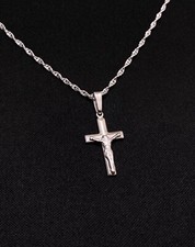 Sterling Silver Small Crucifix With 18  Silver Singapore Chain