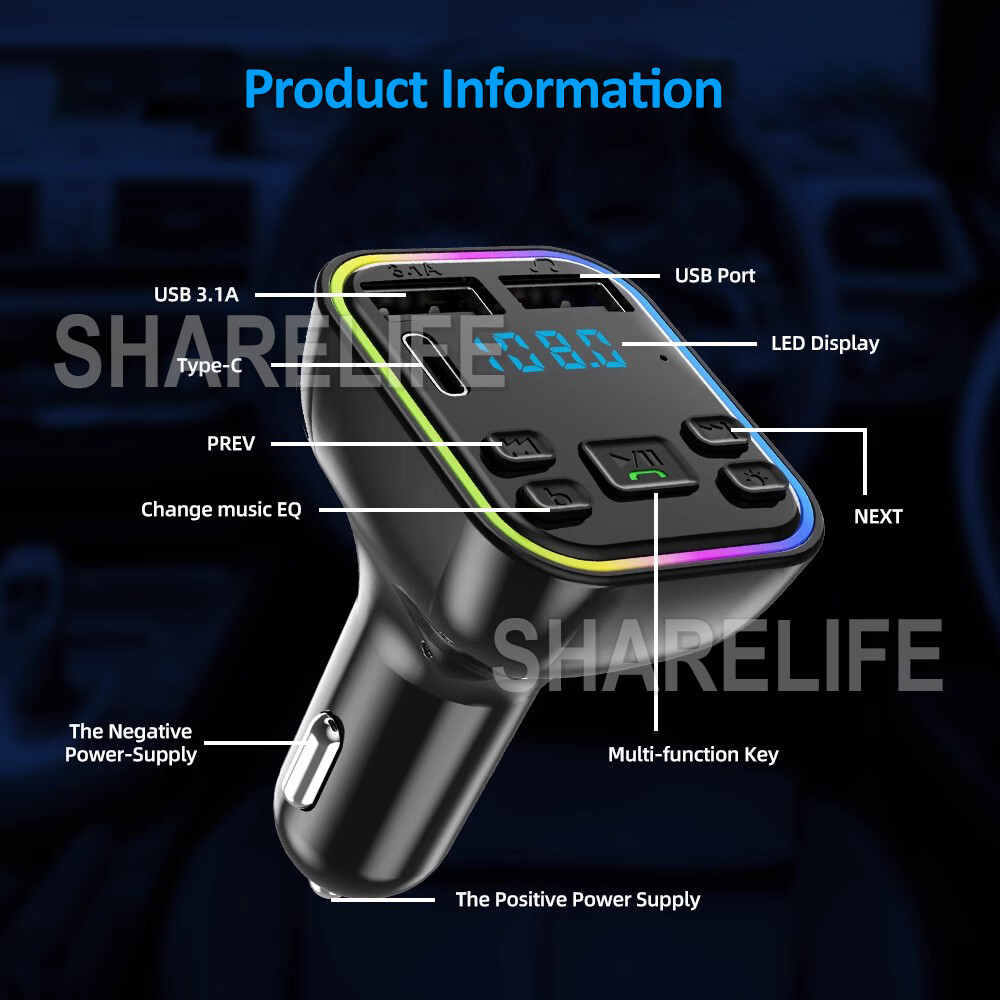 NHOPEEW Bluetooth 5.0 FM Transmitter For Car – Wireless Music & Dual USB-C Charger