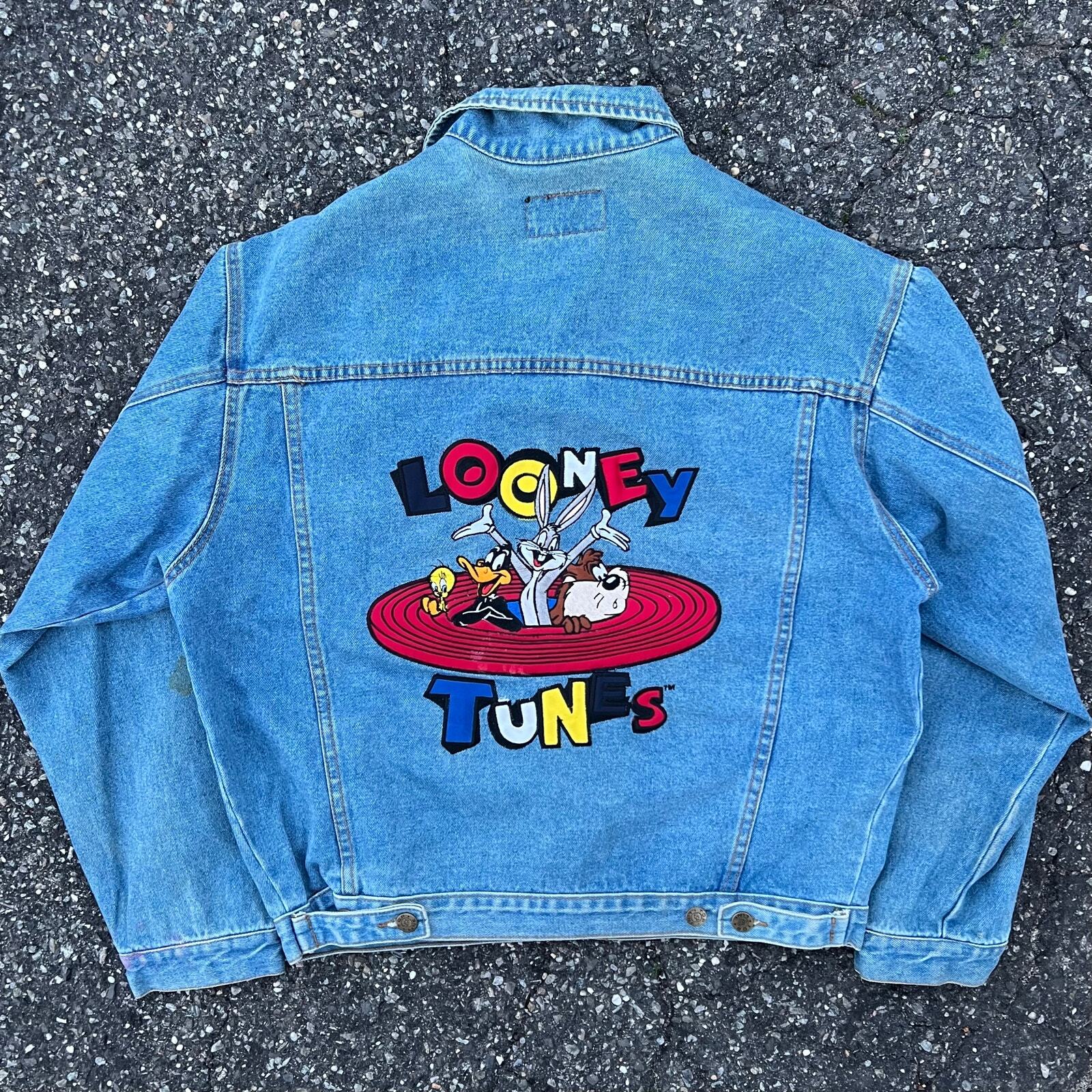 Vintage Y2K looney tunes denim blue jean jacket