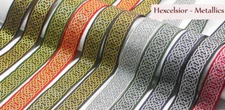 Jacquard Ribbon  1" (25mm) Celtic Hexagonal Rope lots of colors