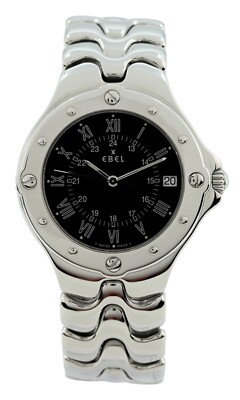 Ebel Sportwave Men's 36mm Stainless Steel Black Dial Swiss Watch