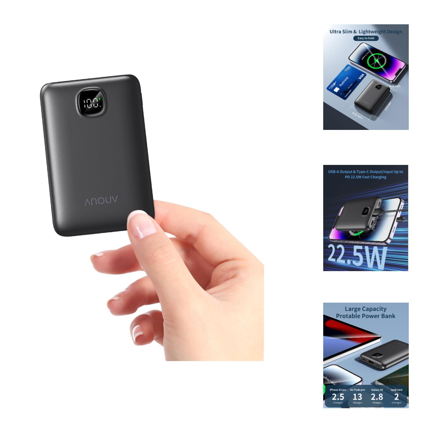 Mini 10000mAh PD 22.5W Fast Charging Portable Power Bank for On-the-Go Use-image