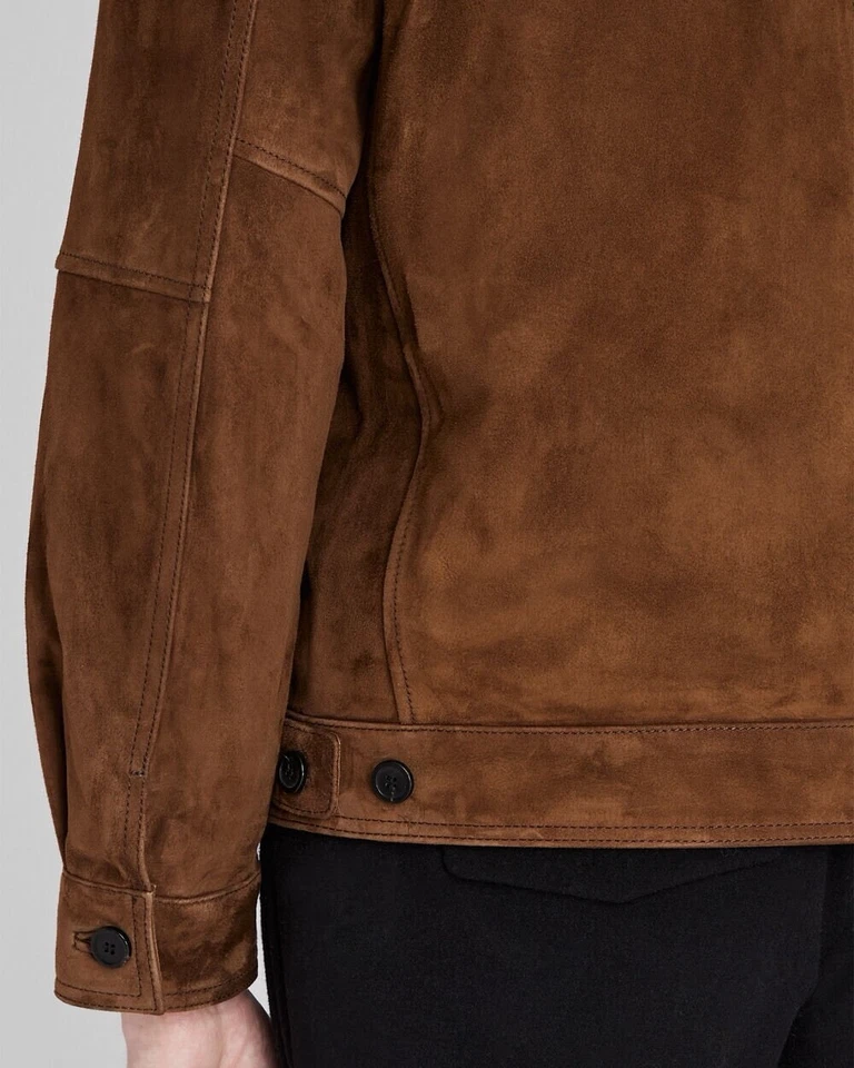 New Club Monaco Capsule Suede Bomber Manteau Jacket Size Medium Brown $768 NWT - Image 4 of 4