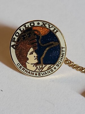 Vintage Apollo 17 Metal Tie Tack Pin Nasa Cernan Evans 1972 Moon