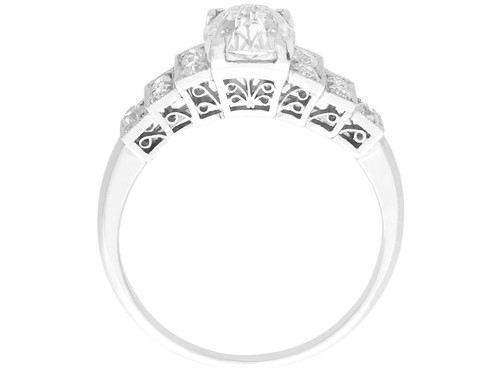 1.33 ct Diamond and Platinum Dress Ring Antique and Vintage - Picture 6 of 12