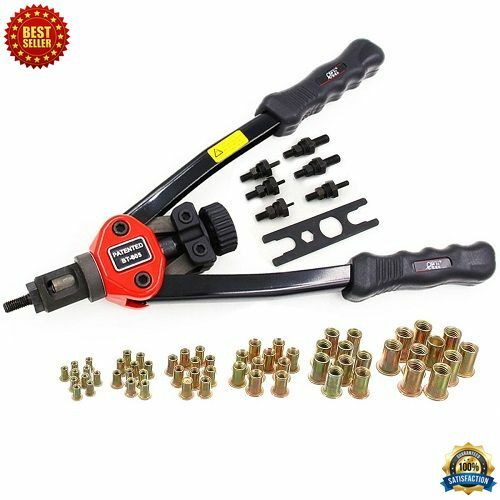 HAND RIVETER Heavy Duty Repair Gun Nut Thread Rivet Tool Kit W/ 60 Pcs