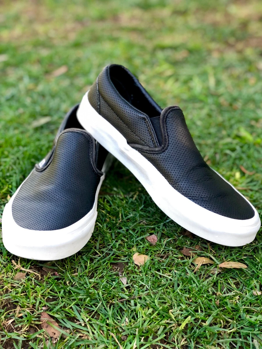 Pino Espíritu coser Vans Women Black Perforated Leather Asher Slip On Sneakers US 6.5 | eBay