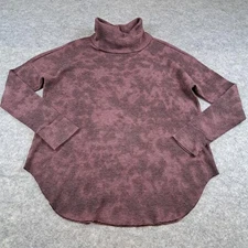 Michael Stars Sweater Women Medium Purple Turtleneck Waffle Knit Tunic Top Shirt