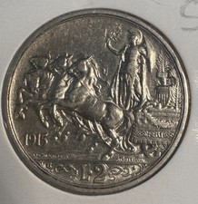 REGNO 2 LIRE 1915 LIRA ITALIANA VITTORIO EMANUELE III RE D' ITALIA ARGENTO