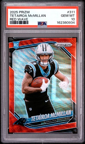 2025 PANINI PRIZM RED WAVE #311 TETAIROA MCMILLAN ROOKIE RC /149 PSA 10