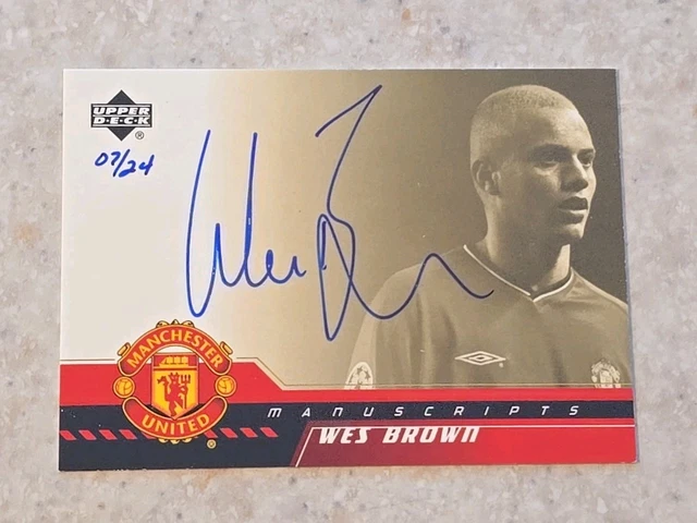 Wes Brown 2001 Upper Deck Manuscripts Manchester United Autograph #ed 7/24 Rare
